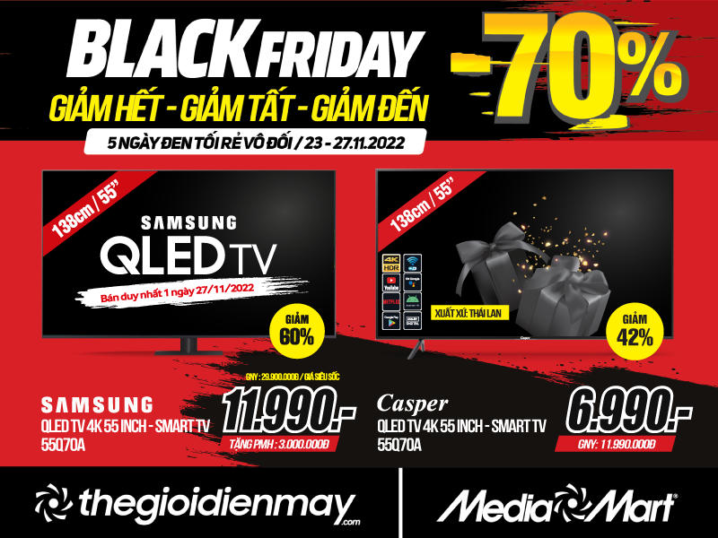 Black Friday: Siêu thị điện máy sale đến 70% tất cả sản phẩm