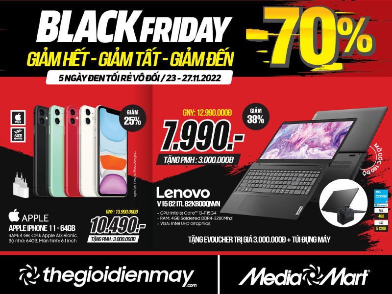 Black Friday: Siêu thị điện máy sale đến 70% tất cả sản phẩm