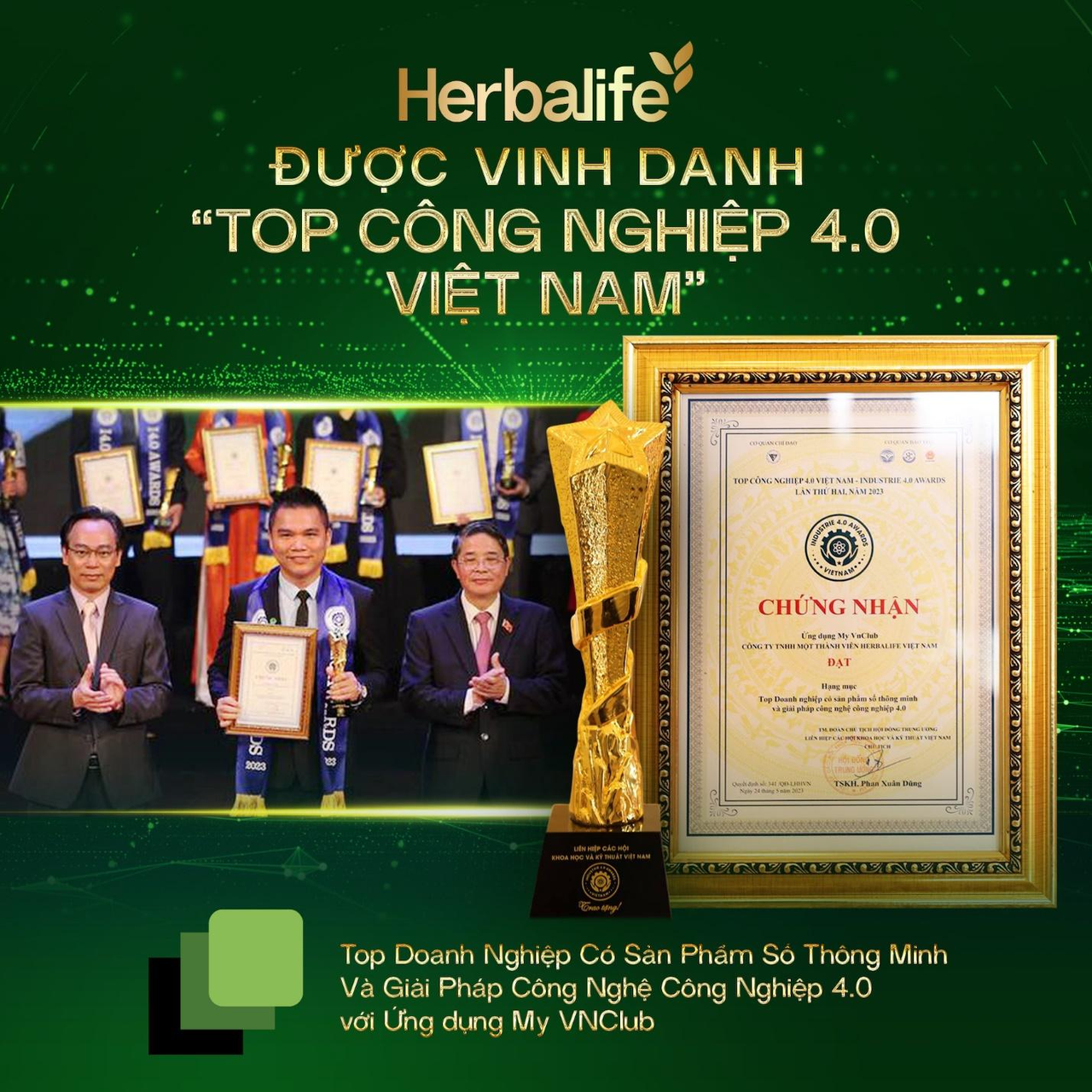 Herbalife Việt Nam được vinh danh 'Top Công Nghiệp 4.0 Việt Nam' với Ứng dụng My VNClub