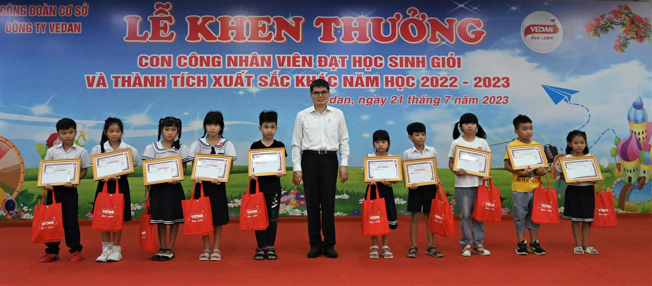 Vedan Việt Nam khen thưởng cho 764 con em cán bộ công nhân viên