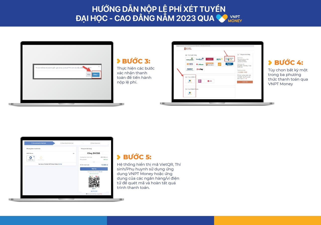 Thanh toán lệ phí xét tuyển đại học bằng cách quét mã VietQR với VNPT Money