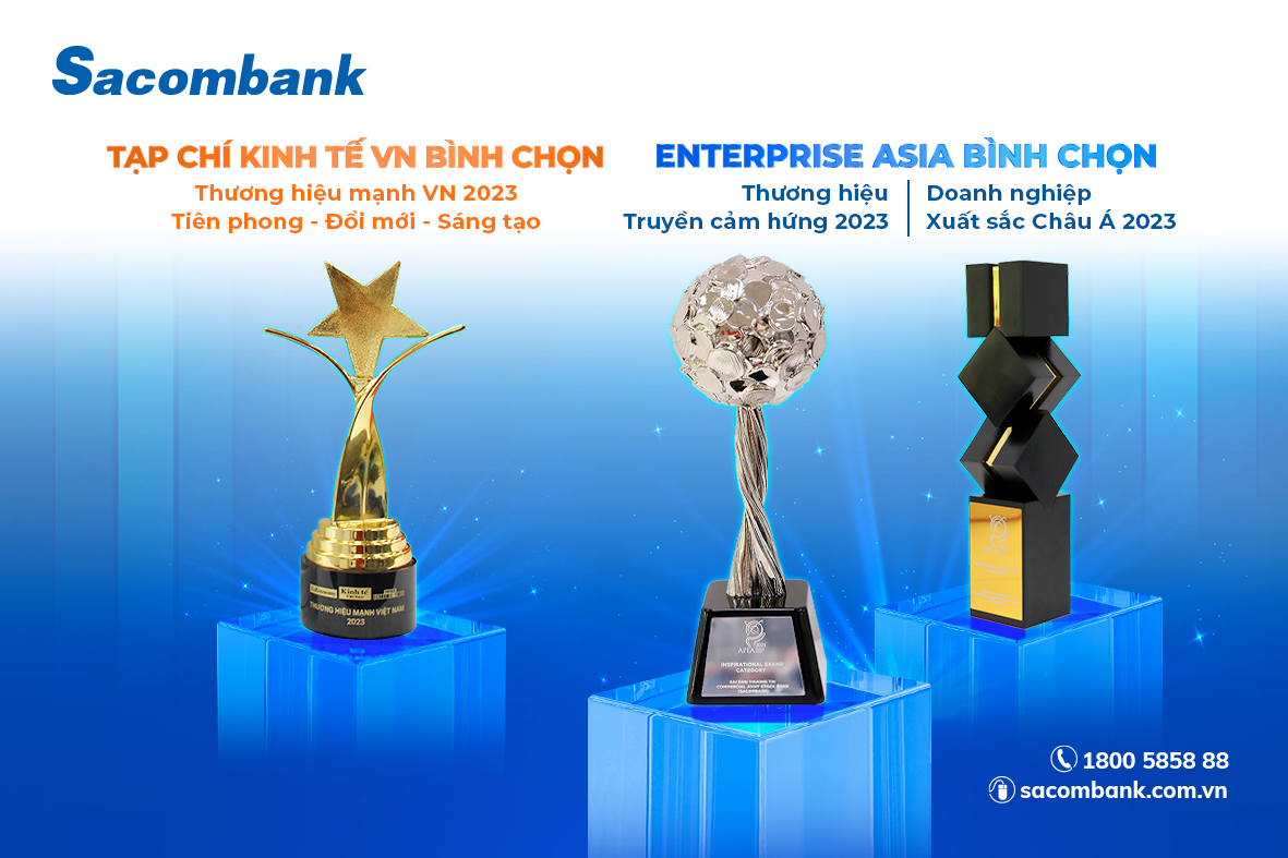 Sacombank được vinh danh 'Doanh nghiệp xuất sắc' và 'Thương hiệu truyền cảm hứng'