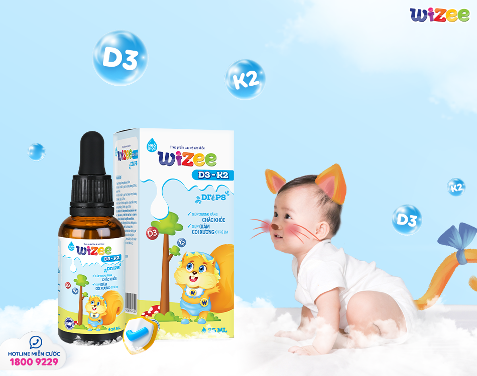Nhỏ giọt Wizee D3 K2 - Lựa chọn ưu việt cho mẹ tăng chiều cao cho bé