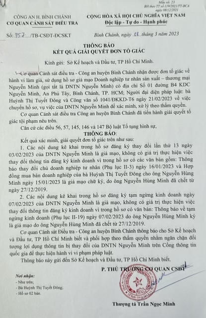 Một vụ kiện tranh chấp về thừa kế tài sản tại TP Hồ Chí Minh: Công an huyện Bình Chánh xác định một số nội dung kê khai là giả mạo