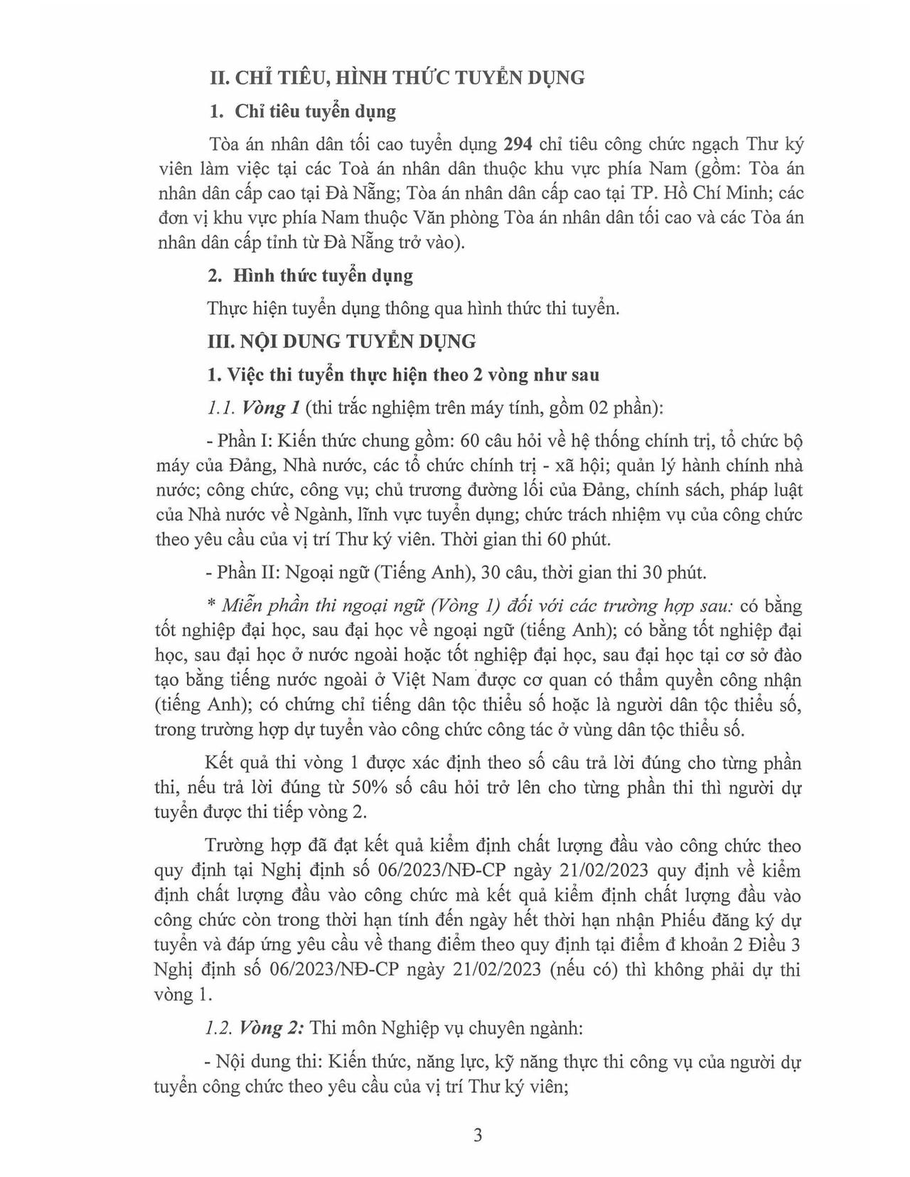 Thông báo thi tuyển công chức ngạch Thư ký viên TAND năm 2025 khu vực phía Nam