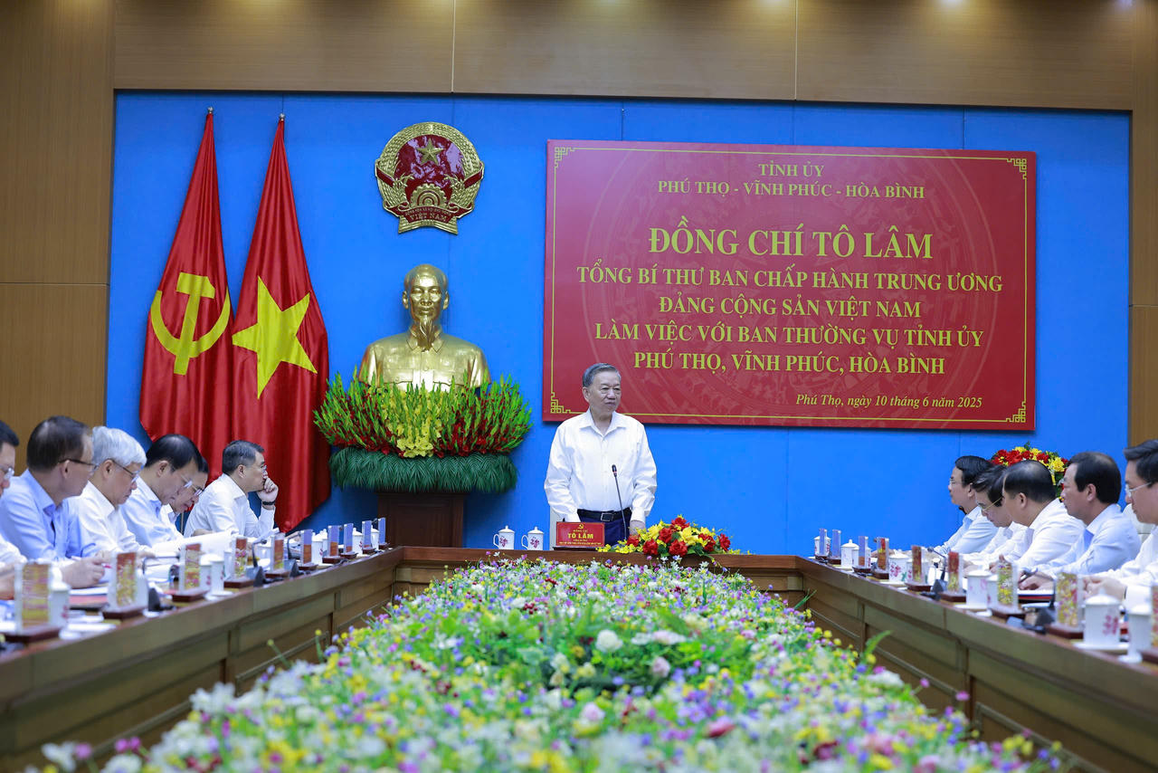 Tổng Bí thư Tô Lâm làm việc với Ban Thường vụ Tỉnh ủy Phú Thọ, Vĩnh Phúc, Hòa Bình