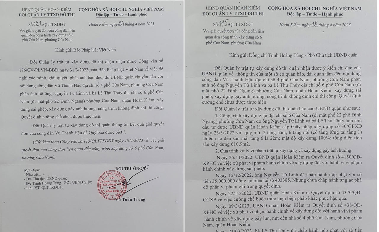Vụ công trình vi phạm số 6 phố Cửa Nam: Chủ tịch UBND quận Hoàn Kiếm chỉ đạo cưỡng chế và giải quyết nội dung tố cáo Chủ tịch phường 