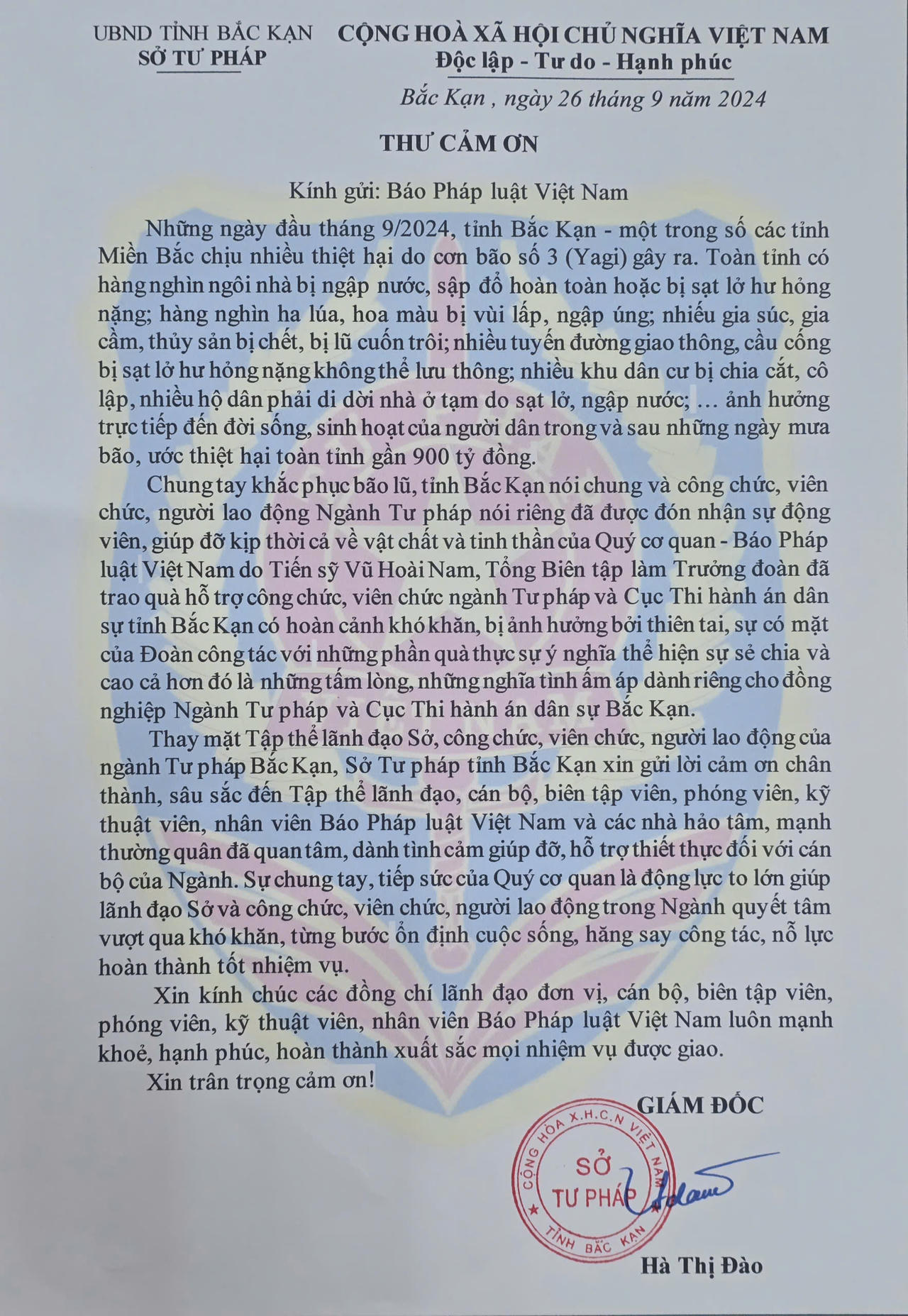 Sở Tư pháp Bắc Kạn gửi “tâm thư” cảm ơn Báo Pháp luật Việt Nam