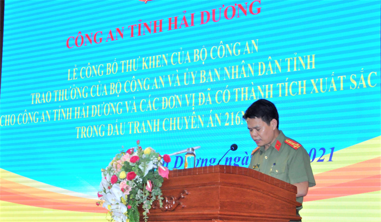 Hải Dương trao thưởng cho các đơn vị có thành tích phá vụ án giết người, cướp tài sản