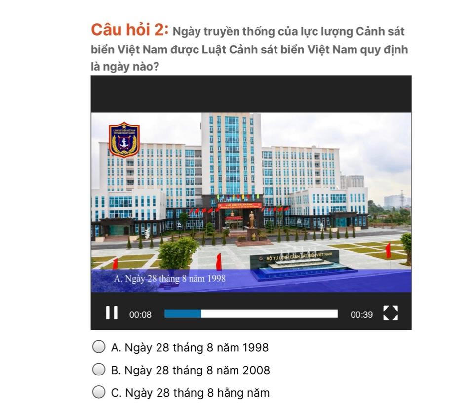 Thi trực tuyến 'Tìm hiểu Luật Cảnh sát biển Việt Nam'
