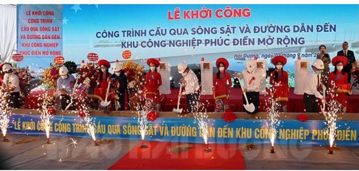 Khởi công cầu qua sông Sặt và đường dẫn vào khu công nghiệp Phúc Điền mở rộng