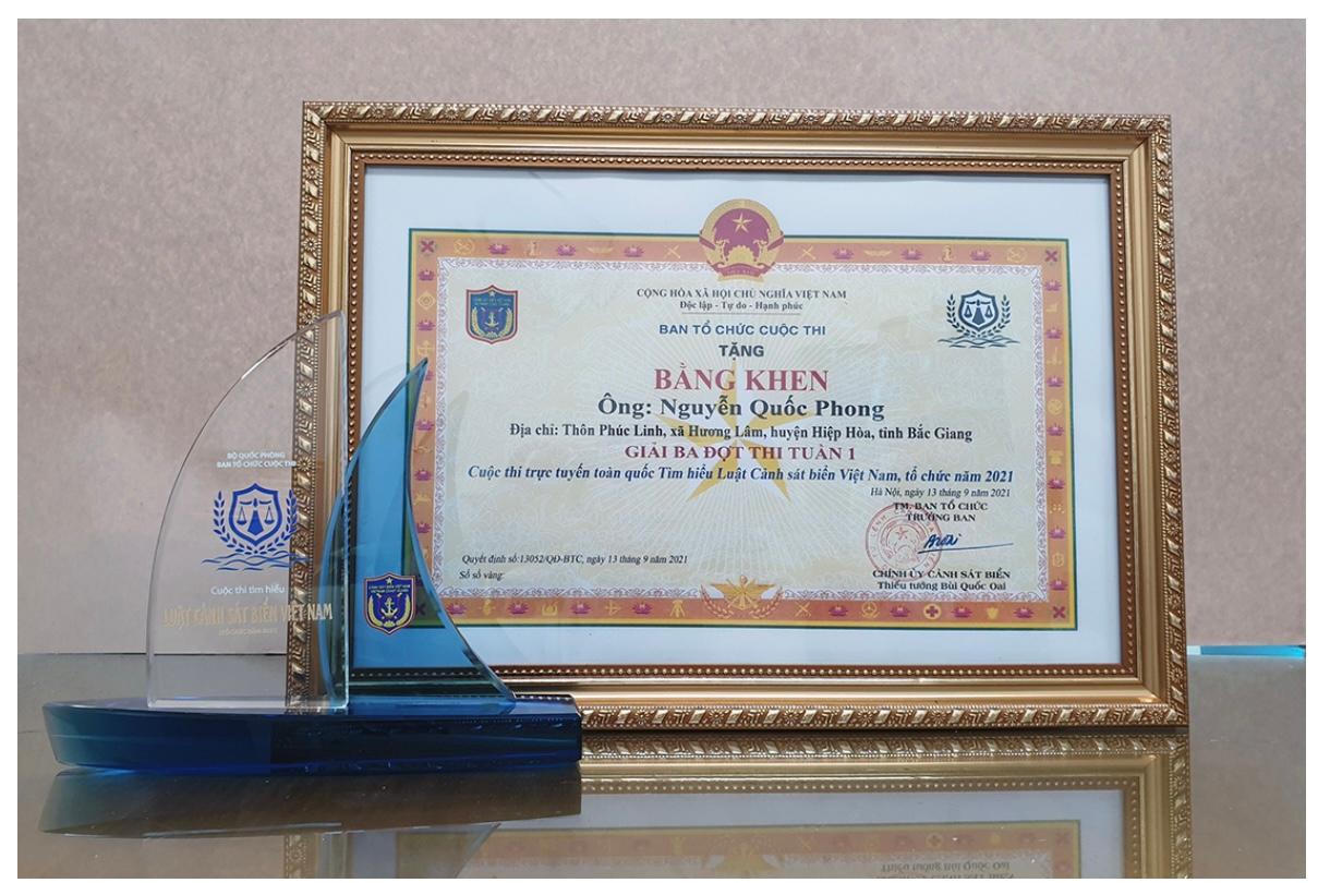 Công bố trao thưởng trong Cuộc thi “Tìm hiểu Luật Cảnh sát biển Việt Nam”