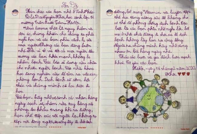 Xúc động bức thư học sinh vùng dịch Sơn Lôi cảm ơn các bạn nhỏ Hà Nội