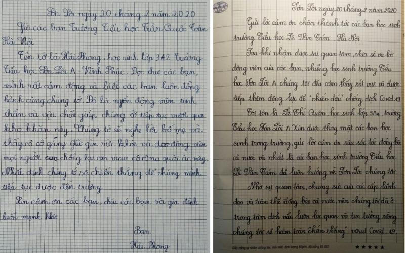 Xúc động bức thư học sinh vùng dịch Sơn Lôi cảm ơn các bạn nhỏ Hà Nội