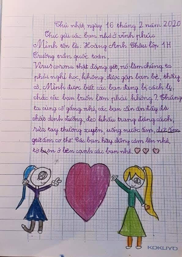 Xúc động bức thư học sinh vùng dịch Sơn Lôi cảm ơn các bạn nhỏ Hà Nội