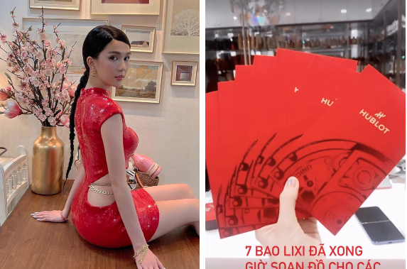  Ngọc Trinh khoe bao lì xì khủng. (Ảnh: IG)