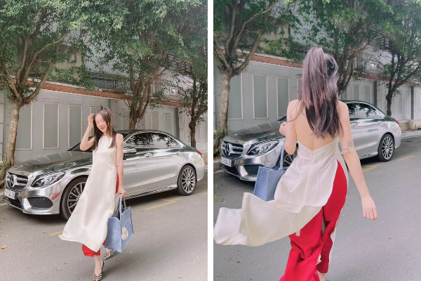  Phương Ly ăn diện nữ tính bất ngờ. (Ảnh: FBNV)