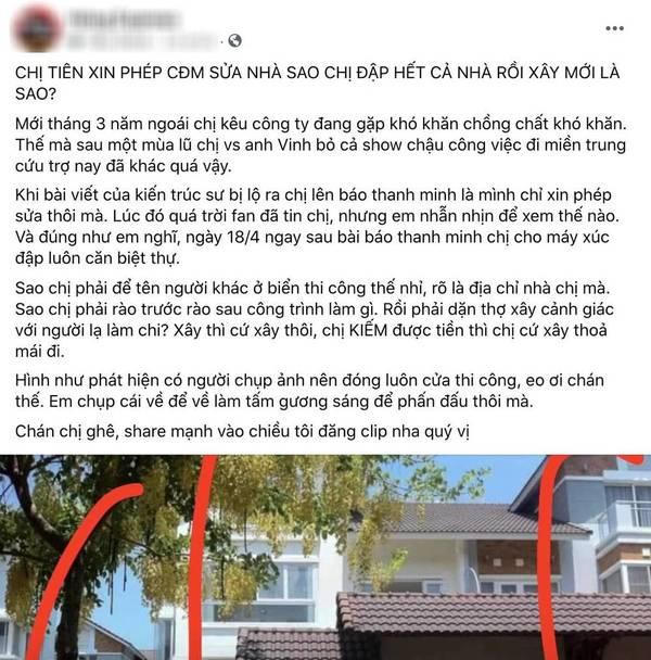 Thủy Tiên lên tiếng khi bị tố 'nói dối' chuyện xây nhà; Lê Giang bức xúc vì bị kéo tên vào drama gia đình với chồng cũ Duy Phương