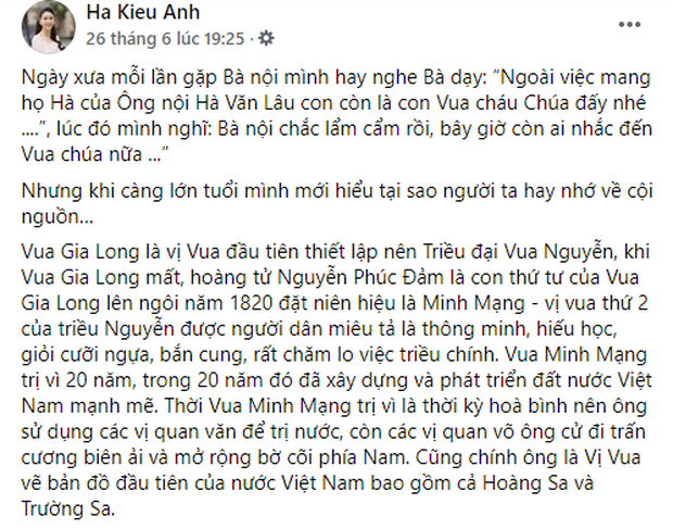 Hoa hậu Hà Kiều Anh khẳng định mình là 'Công chúa triều Nguyễn', hậu duệ Vua Minh Mạng lên tiếng phủ định