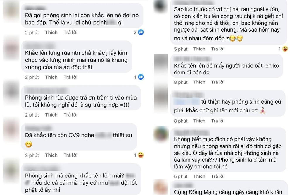 Xôn xao việc người nhà Thủy Tiên khắc tên lên mai rùa để phóng sinh