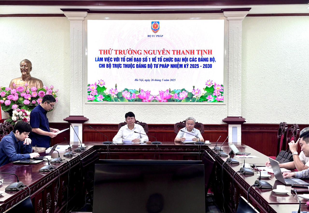 Tổ chỉ đạo số 1 họp triển khai công tác chỉ đạo đại hội các đảng bộ, chi bộ trực thuộc Đảng bộ Bộ Tư pháp