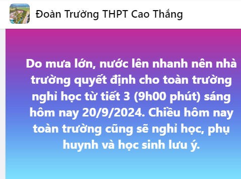 Mưa lớn, ngập cục bộ, nhiều trường học ở huyện miền núi Hà Tĩnh cho học sinh nghỉ học