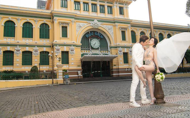 Ảnh cưới của Sĩ Thanh bị dân mạng chỉ trích phản cảm 