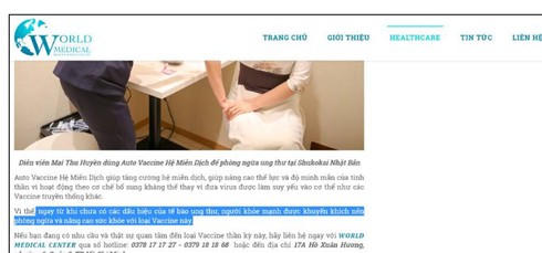 Quảng cáo vắc-xin Nhật 'phòng và trị tất cả các loại ung thư' là chiêu lừa đảo