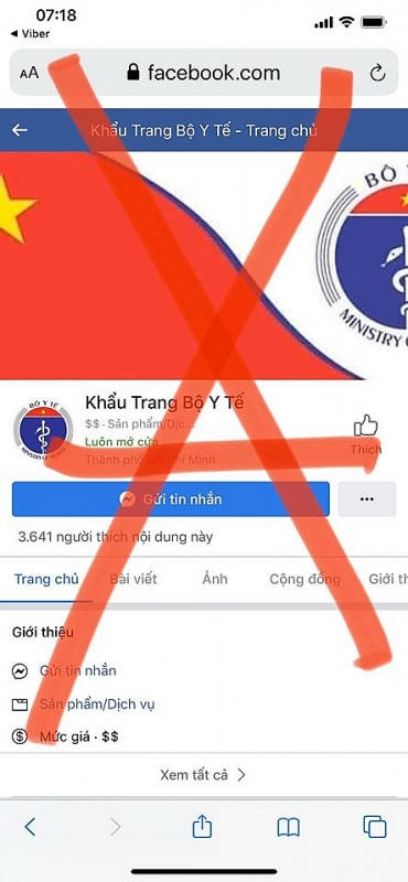bo y te canh bao nhieu facebook gia mao rao ban khau trang