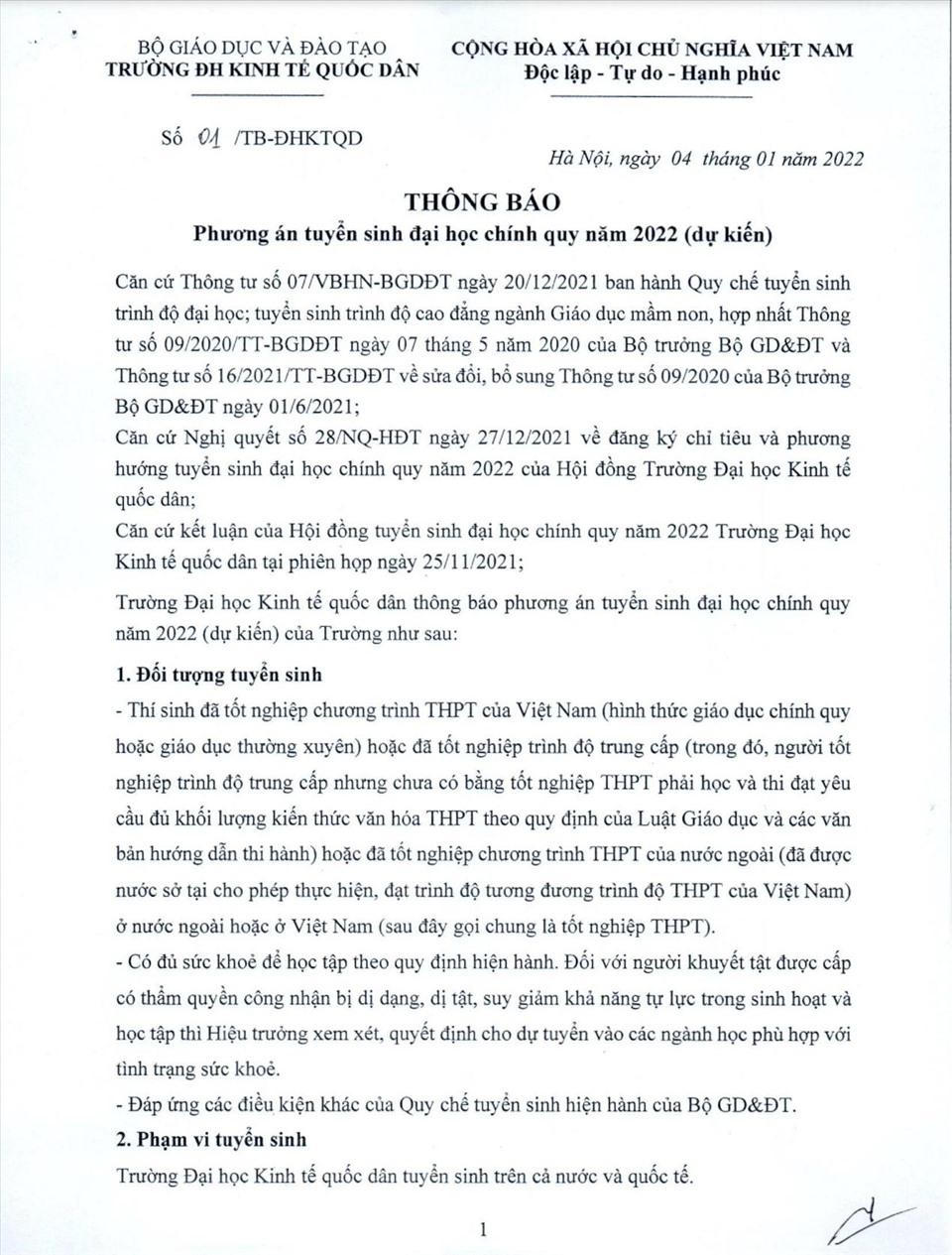 Trường ĐH Kinh tế Quốc dân tuyển sinh 6.100 chỉ tiêu cho năm 2020