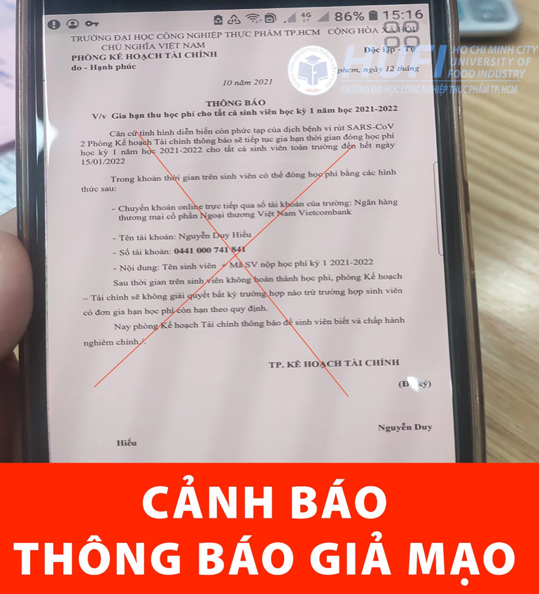 Cảnh báo sinh viên 'lừa' phụ huynh đóng học phí cho kẻ giả mạo