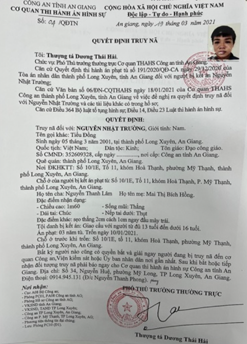 Đối tượng giao cấu với trẻ em đã bị bắt sau hơn 2 năm trốn truy nã 