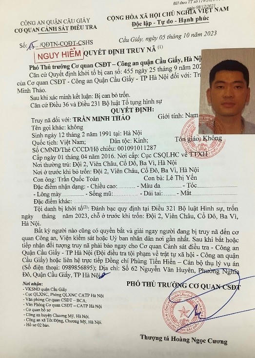 Công an Hà Nội truy nã đối tượng đánh bạc bằng chơi Poker tại chung cư 