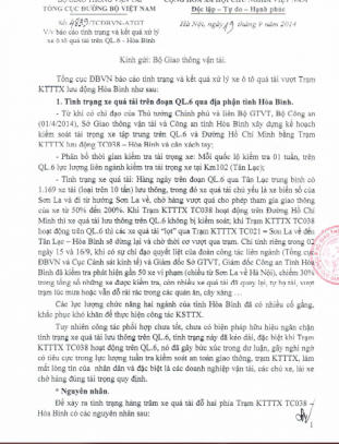 Tổng Cục đường bộ Việt Nam có  "vu khống" công an Hòa Bình?