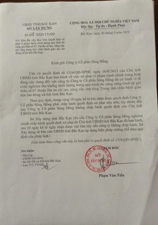 Nghiệm thu khống công trình, Tổng Công ty cổ phần Sông Hồng bị truy thu 6 tỉ