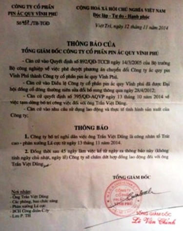 Lãnh đạo Cty CP Pin Ắc quy Vĩnh Phú bị tố trù dập nhân viên