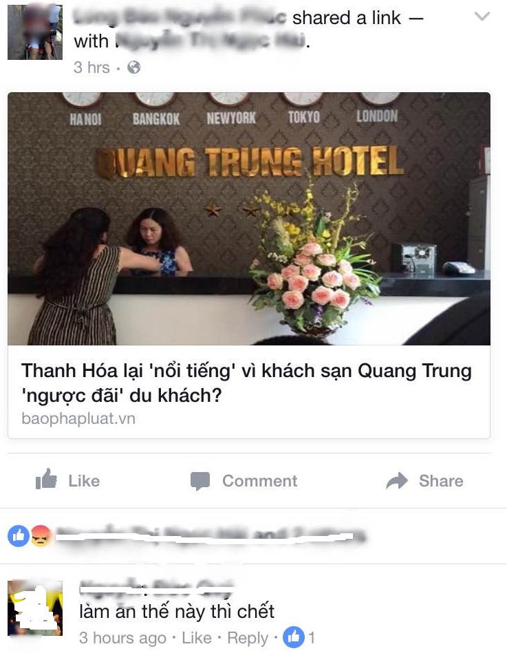 Dân mạng đồng loạt tẩy chay khách sạn Quang Trung vì “ngược đãi” du khách