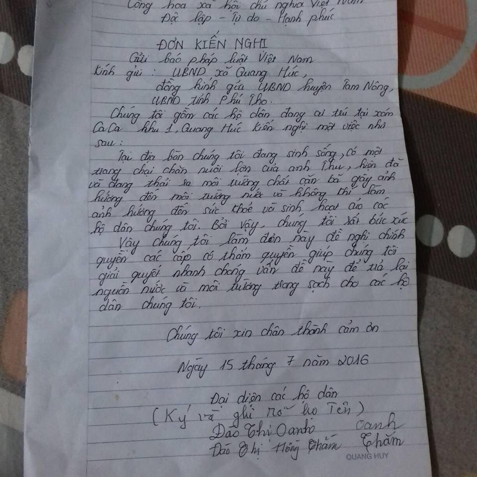 Tam Nông – Phú Thọ: Trang trại lợn gây ô nhiễm môi trường nghiêm trọng khiến người dân bức xúc