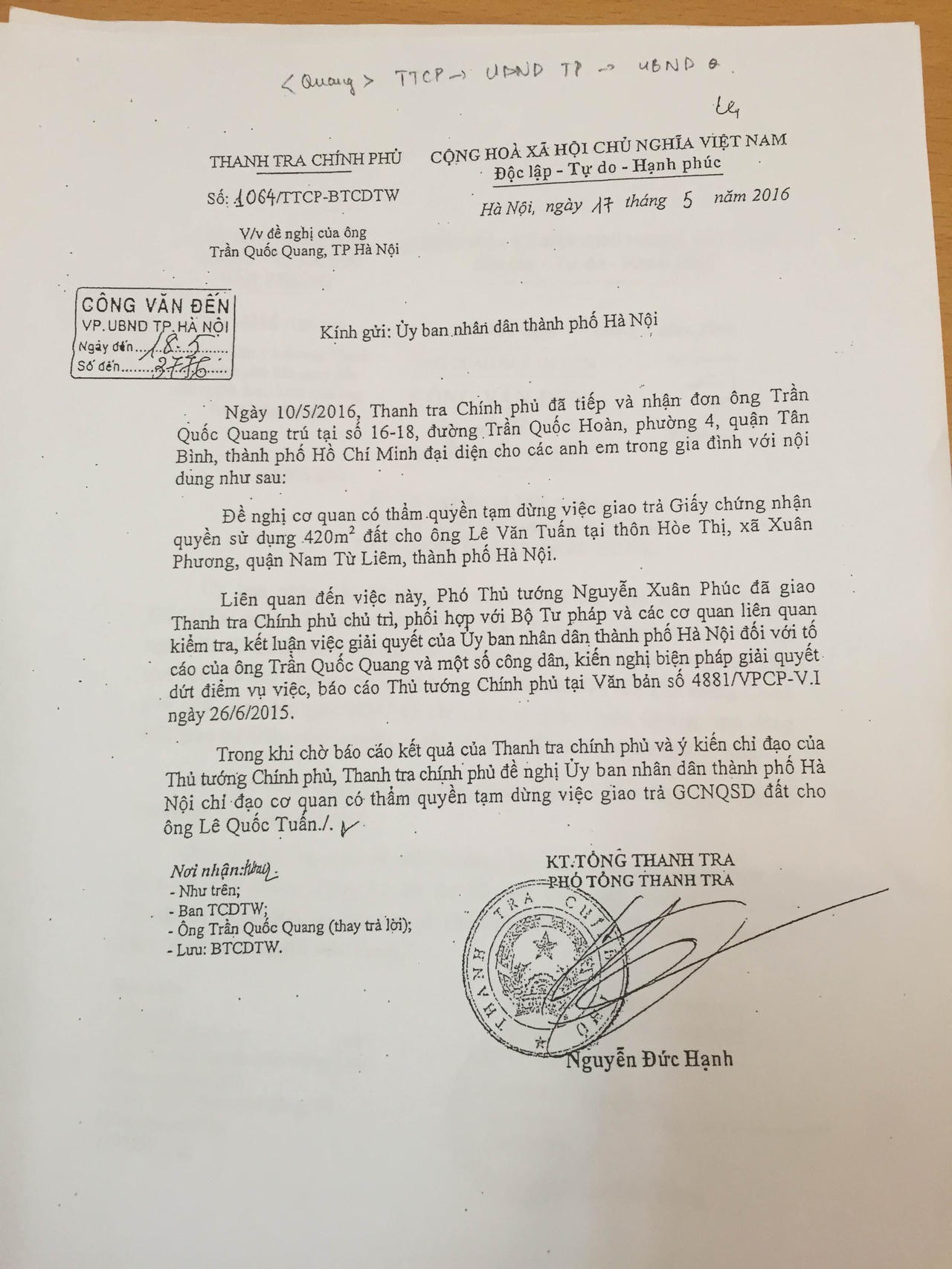 Quận Nam Từ Liêm 'giam' sổ đỏ của dân: 'Chúng tôi chỉ làm theo văn bản chỉ đạo'