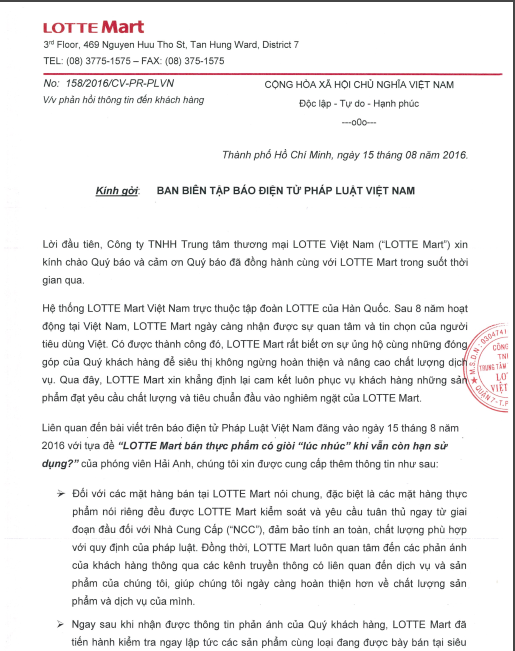 Lotte Mart trả lời báo PLVN sau sự việc bán sản phẩm 'lúc nhúc' giòi