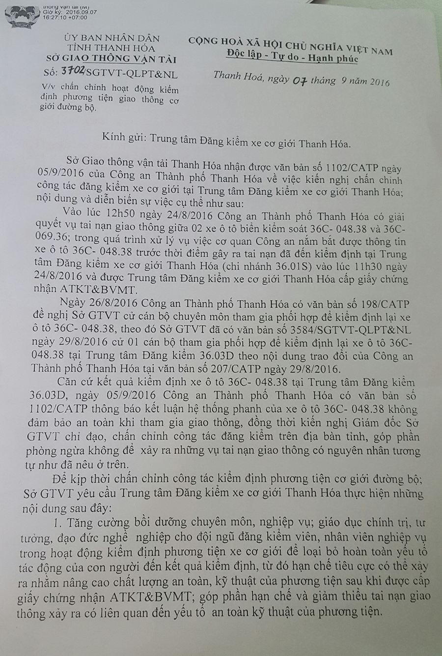Trung tâm ô tô đăng kiểm xe cơ giới Thanh Hóa: Mức phạt nặng nhất có thể dừng hoạt động