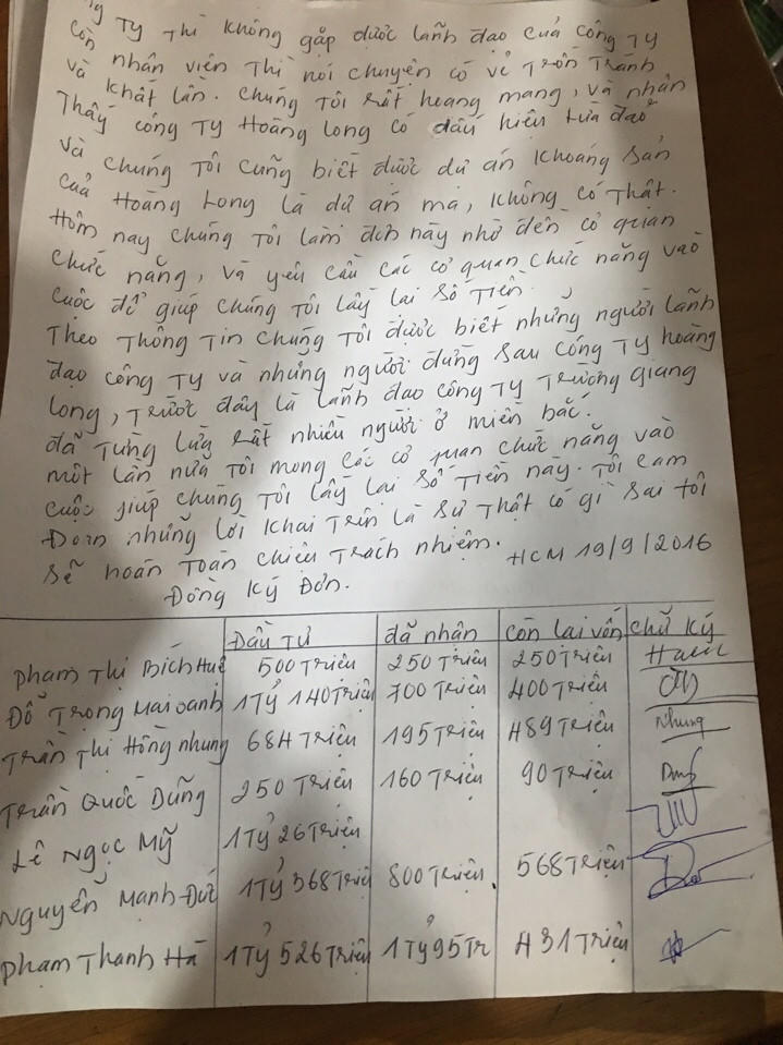 “Vung tiền” vào dự án của công ty Hoàng Long, nhiều nhà đầu tư “kêu trời”