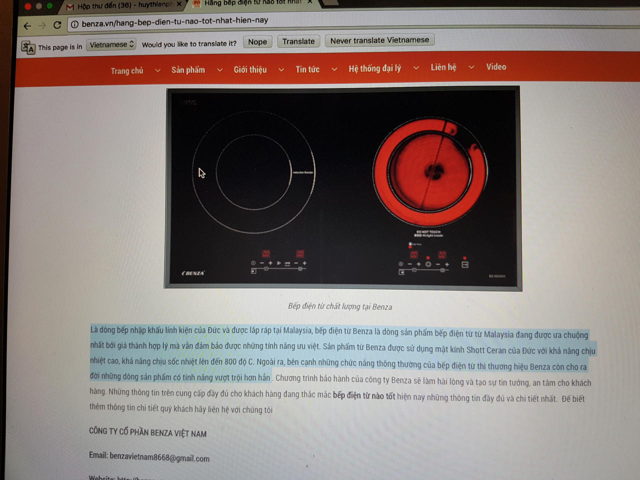 Thương hiệu bếp Benza có nguồn gốc từ Trung Quốc?