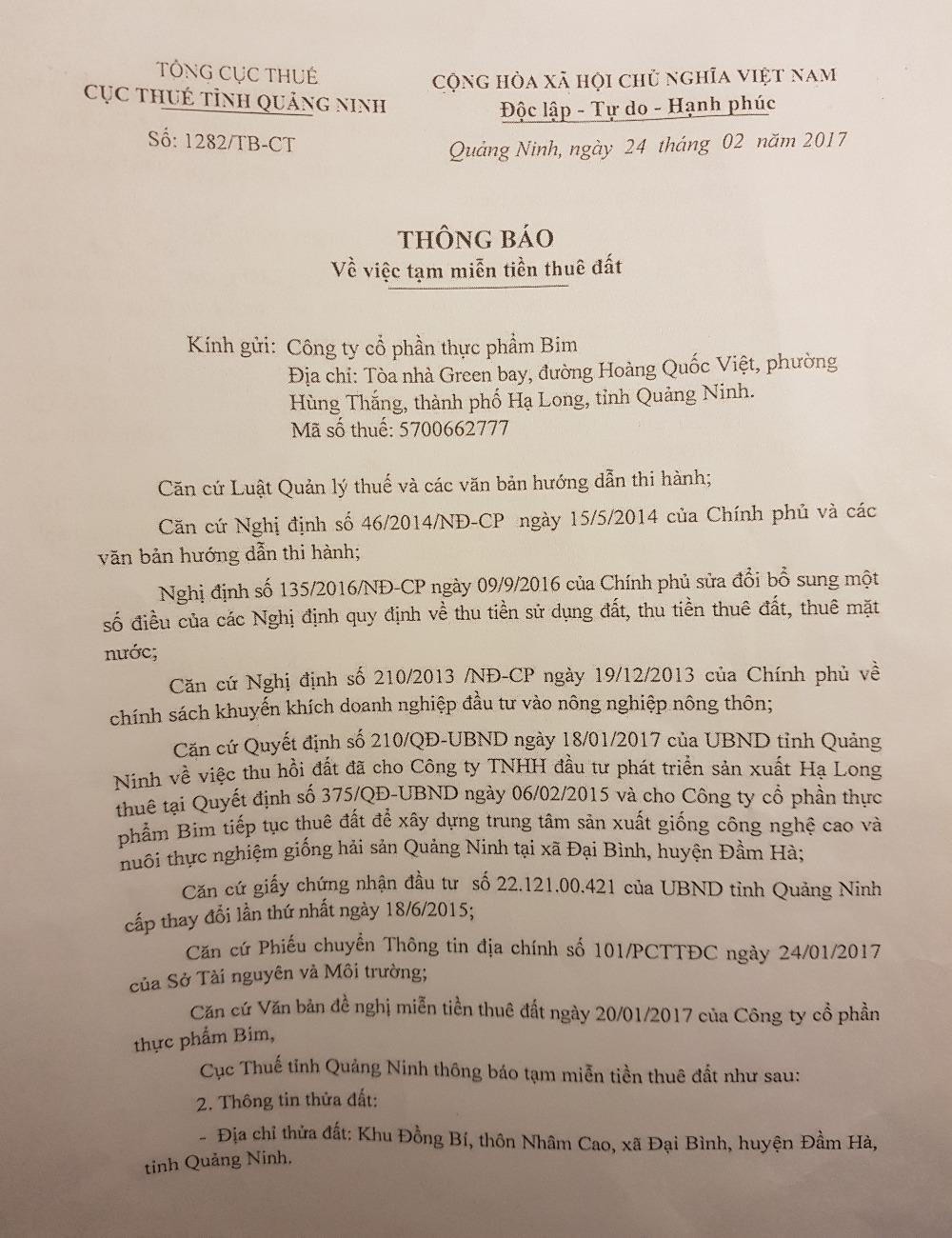 Sử dụng đất sai mục đích, Dự án nuôi tôm thuộc Tập đoàn BimGroup vẫn được miễn gần 1 tỷ tiền thuê đất?