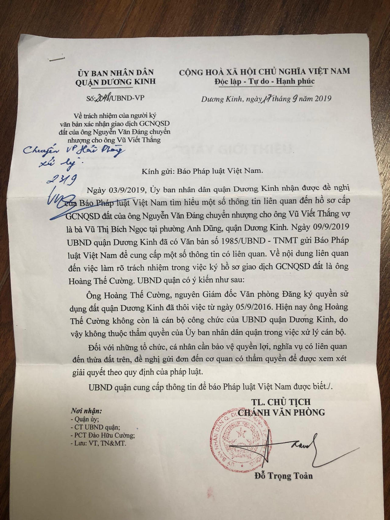 Tiếp vụ sổ đỏ giả “làm xiếc” tại Hải Phòng: UBND quận Dương Kinh khẳng định “vô can”?