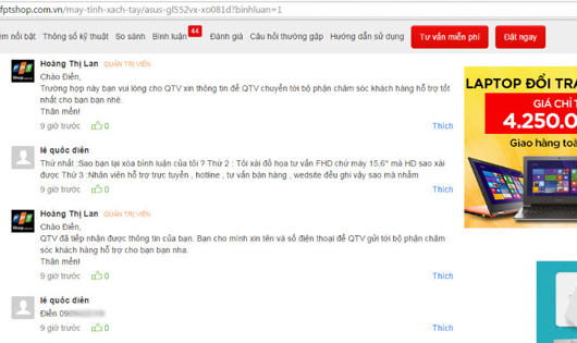 Khách hàng bức xúc vì cách giải thích "lấp liếm" của FPT Shop