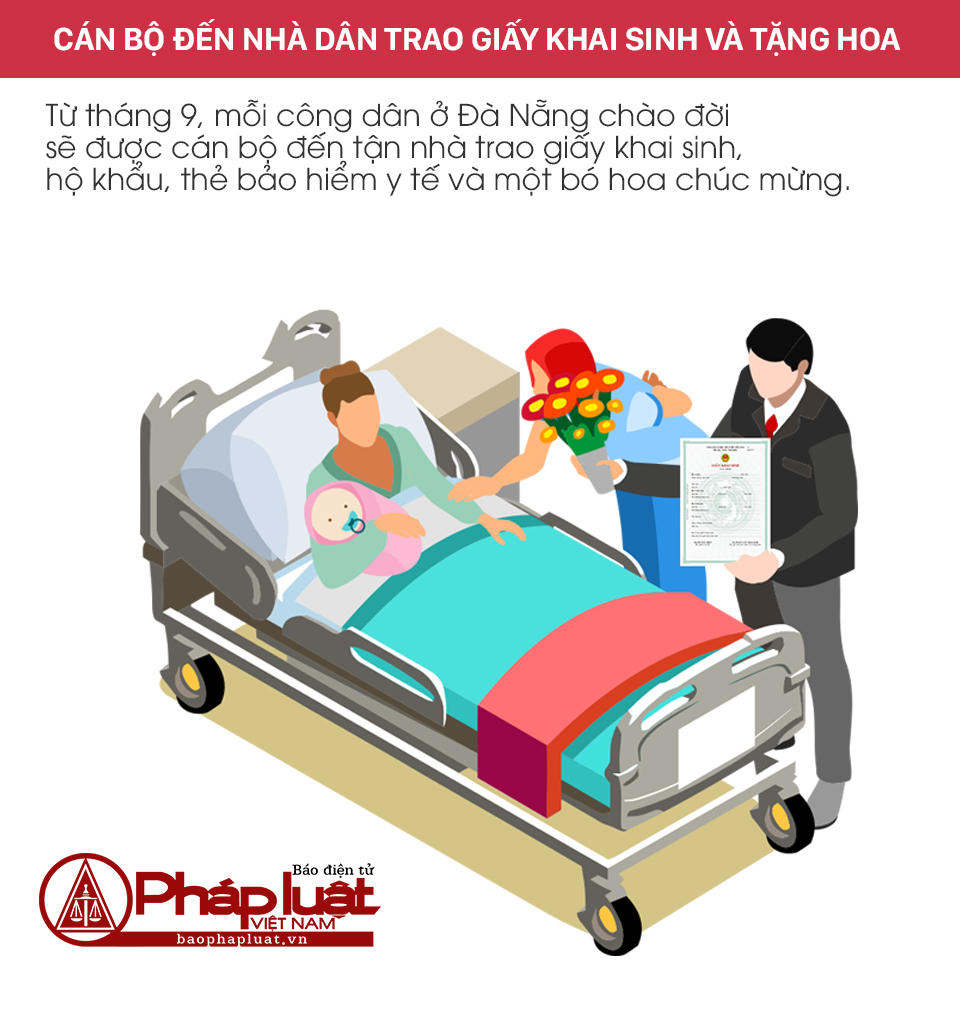 [Infographic] Đến nhà trao giấy khai sinh cho trẻ, tặng hoa mỗi sản phụ