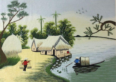 Việt Nam tươi đẹp qua sắc màu tranh thêu