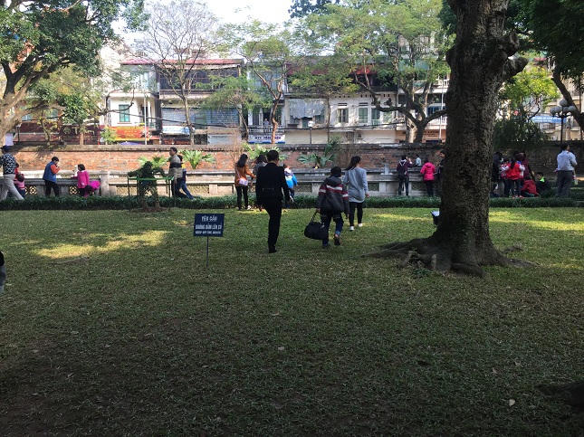 Hình ảnh không đẹp tại Văn Miếu ngày đầu xuân