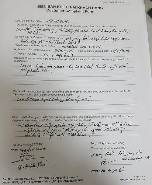 Phát hiện lon bia Heineken bị thiếu hụt bất thường